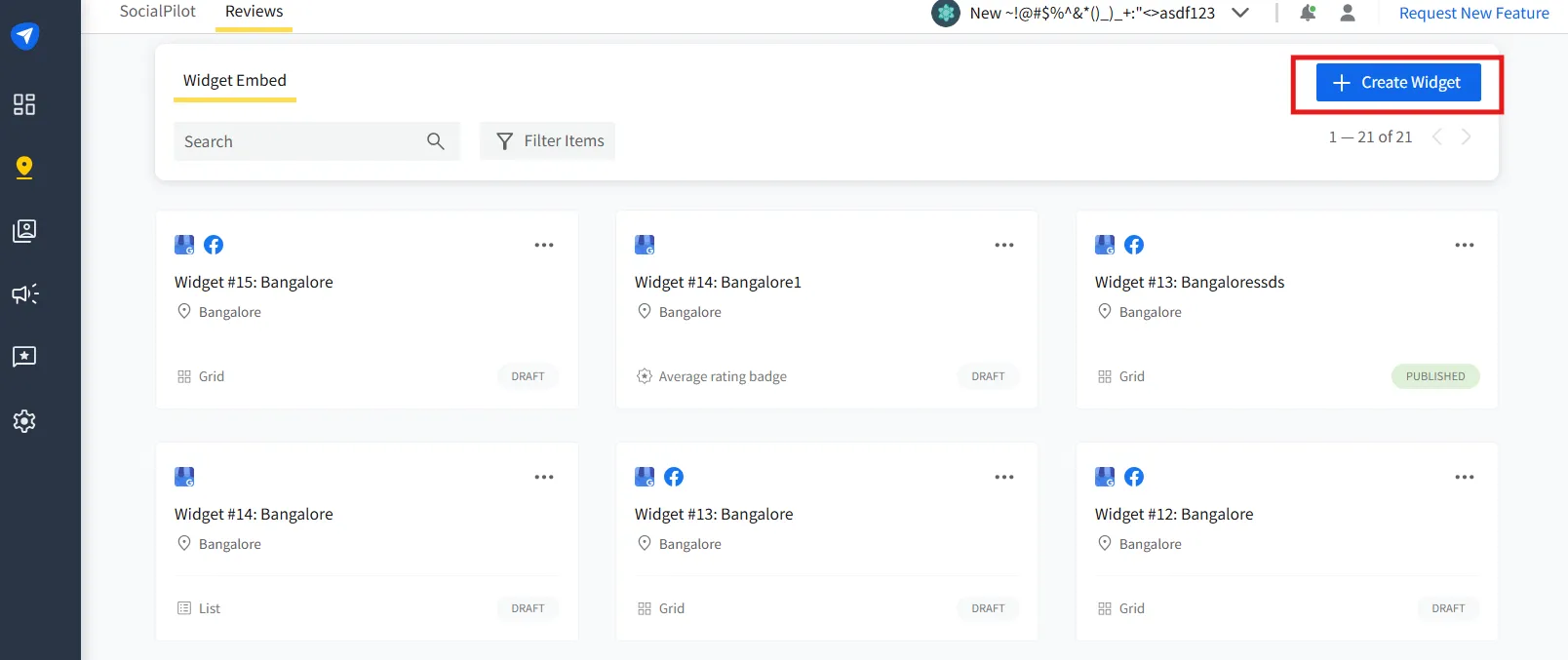 click on Create Widget click on Create Widget