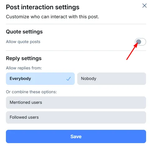 disabling quoting on bluesky