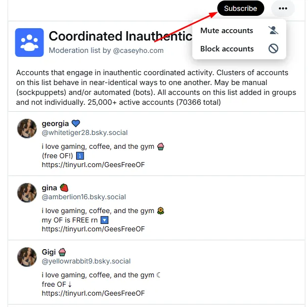 mute list blocking bluesky