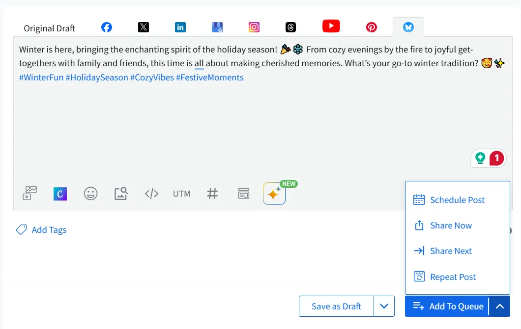 socialpilot bluesky post composer