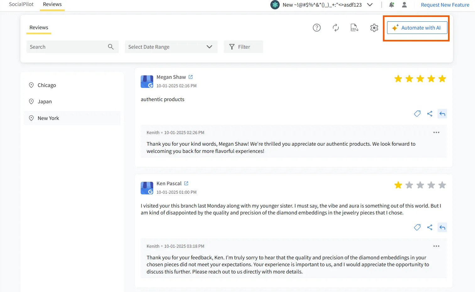 AI review response with SocialPilot Reviews