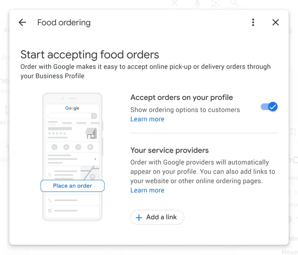 Add order landing page link on you Google My Business profile to improve visibility and online order from GBP Add order landing page link on you Google My Business profile to improve visibility and online order from GBP