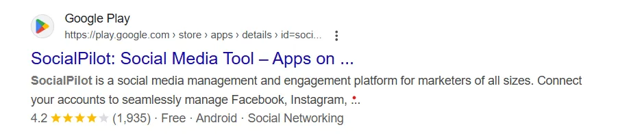 App or Games Review Score on Search Results by Play store to Show Google Star Rating