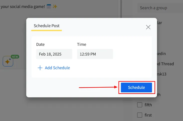 Choose the correct date and time to schedule the post
