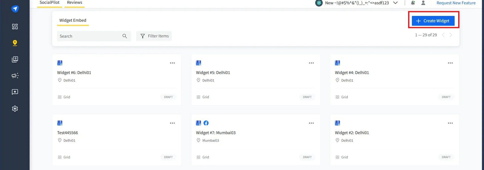 Click on Create Widget