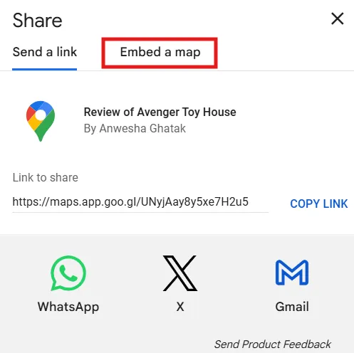 Click on Embed a Map