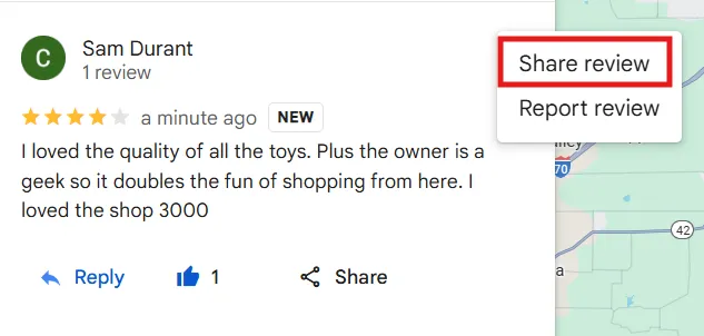 Click on Share review