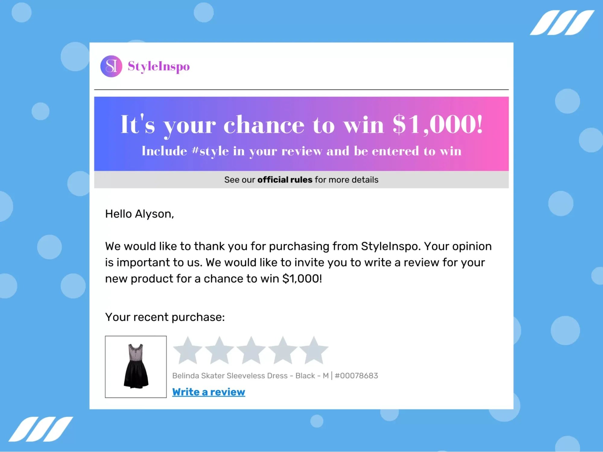 Offering incentives for feedback Offering incentives for feedback