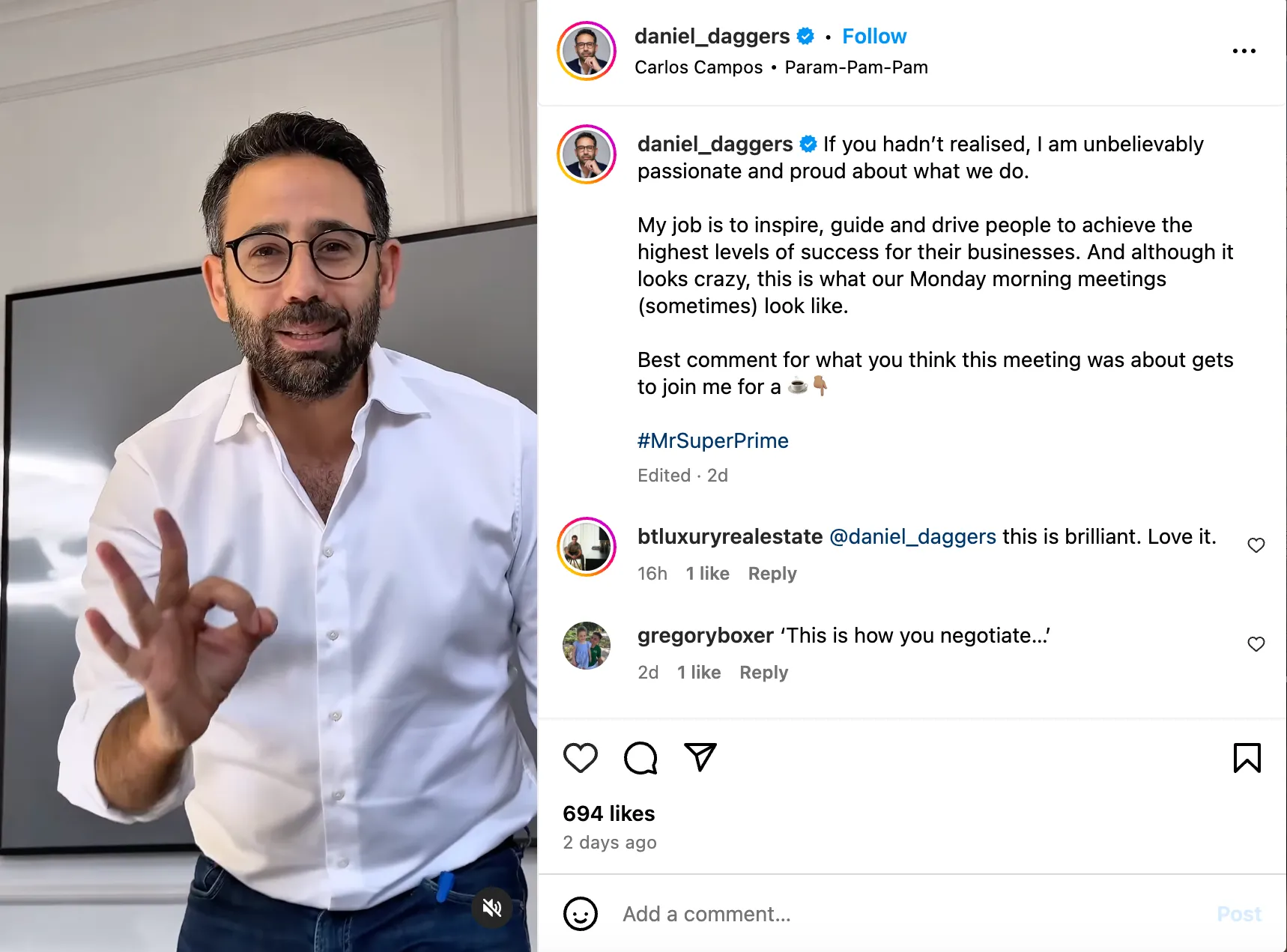 Reel from Daniel Daggers about a morning meeting