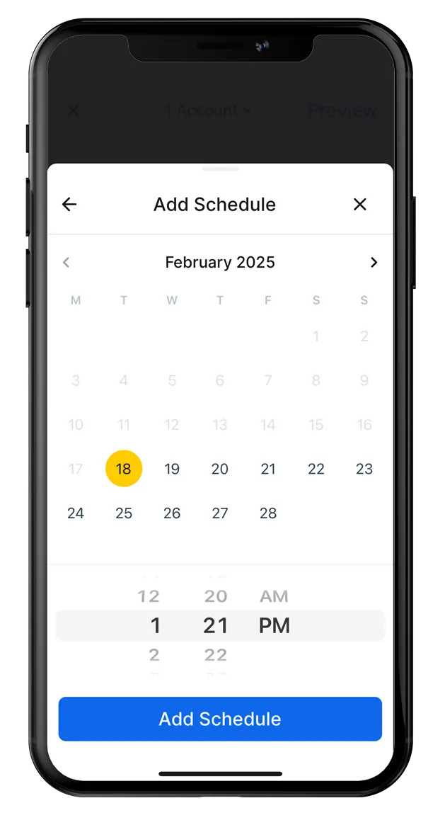 Schedule Bluesky post with right date and time on mobile