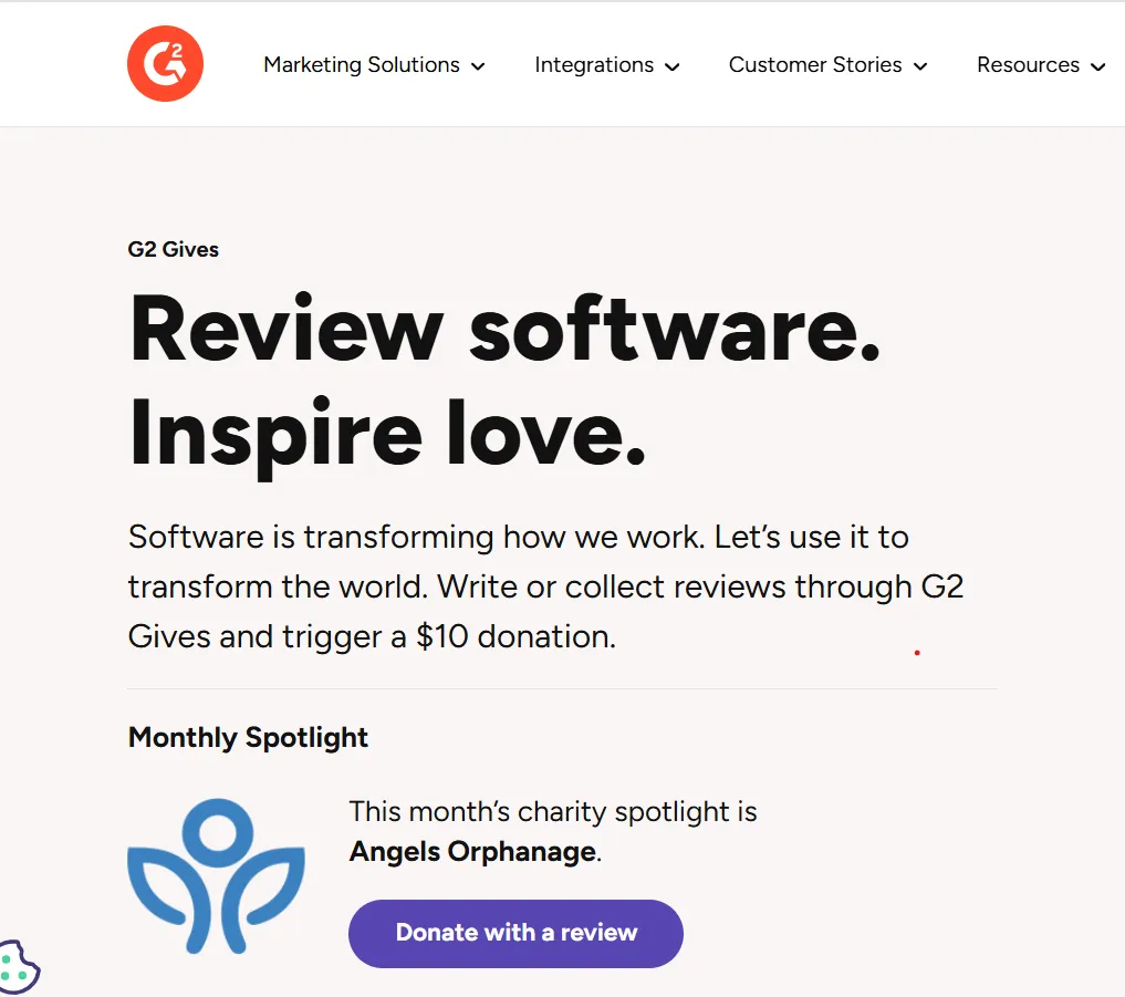 See how G2 incentivizes reviews with a donation strategy