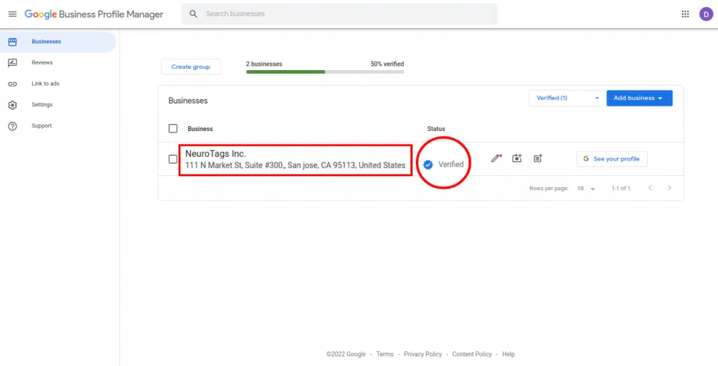 Select a verified business​
