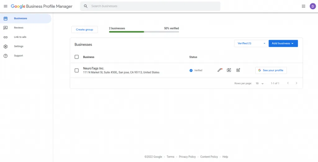 Signing in to the Google Business Profile Manager