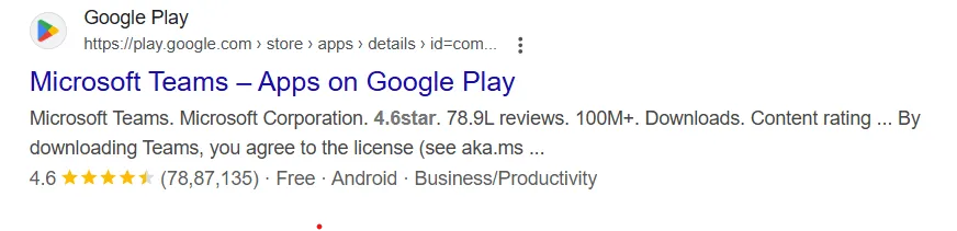 Star Reviews in Google Play Store Results