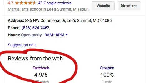 Third party review score on Google Business Profile to show star rating in local search