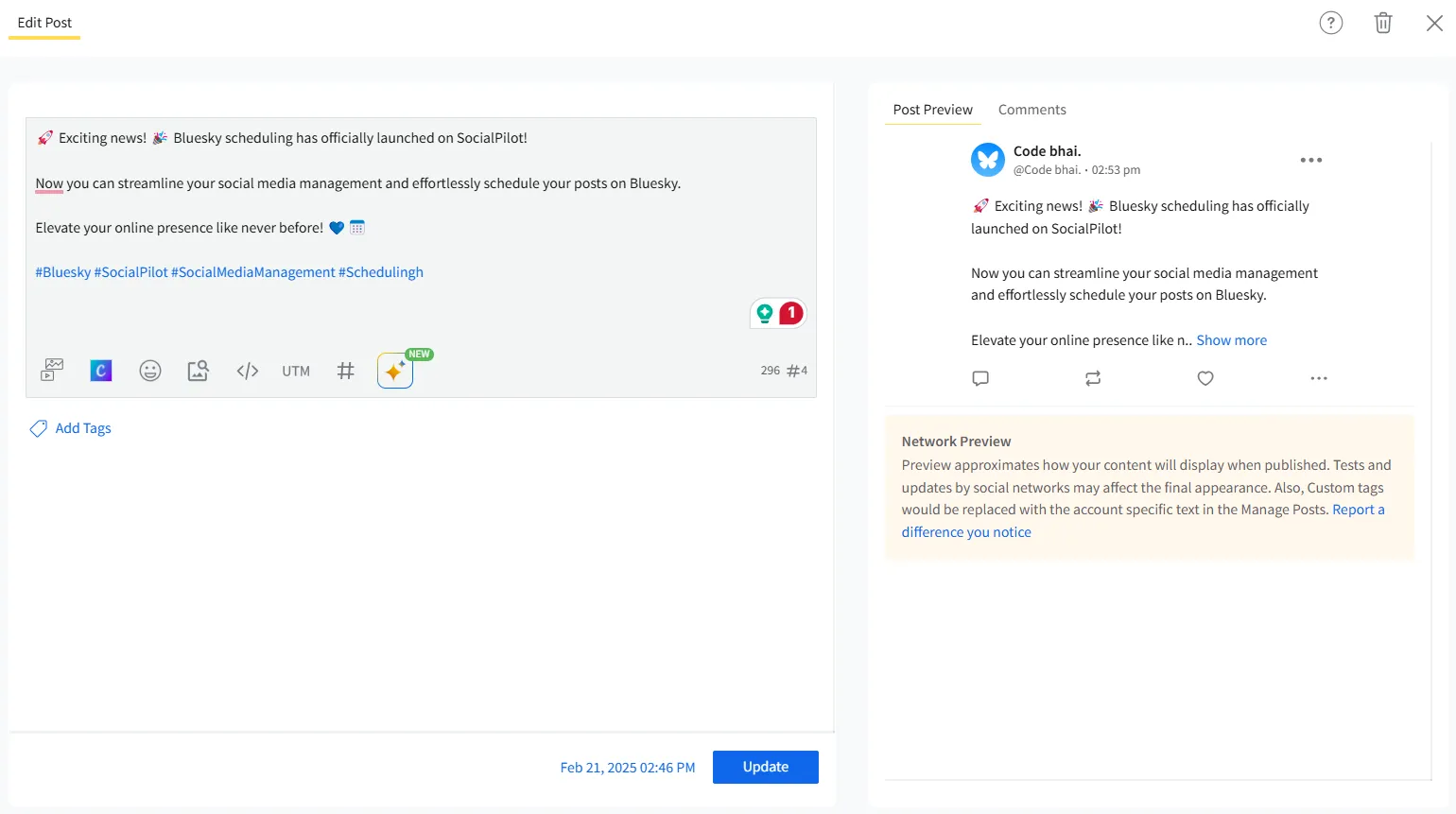Update the edited post on desktop