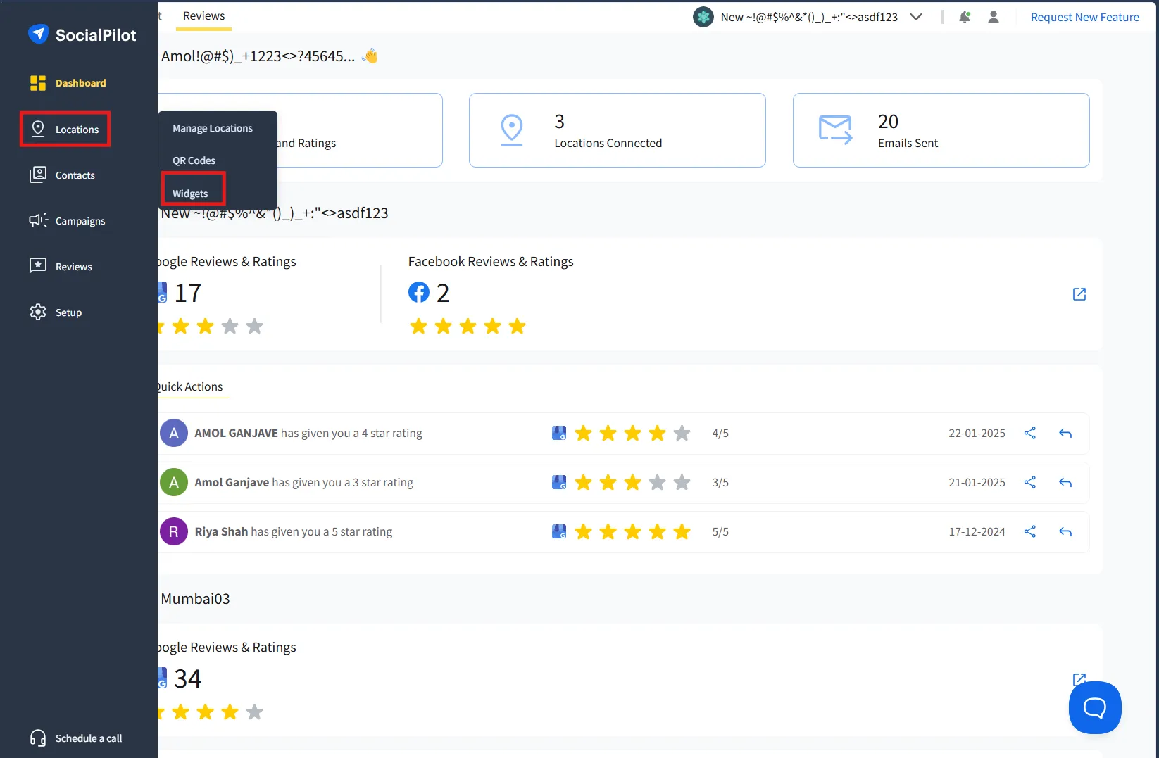 Navigate to widgets on SocialPilot Reviews