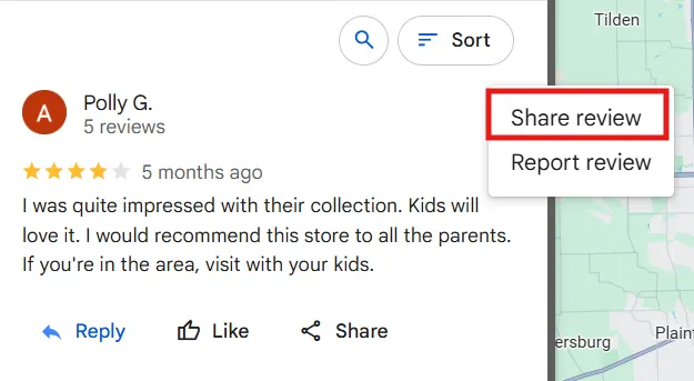 click on share reviews option