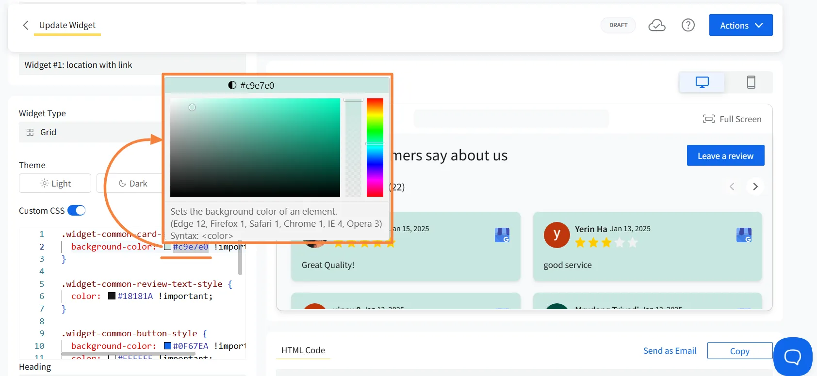customize your Facebook review widget to share avg rating on Shopify website
