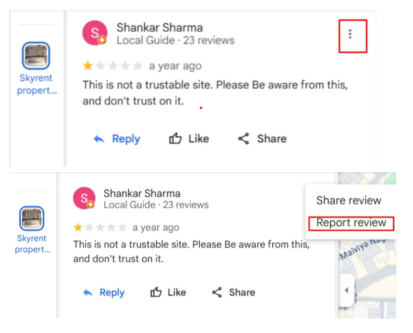 how to delete fake reviews on Google profile