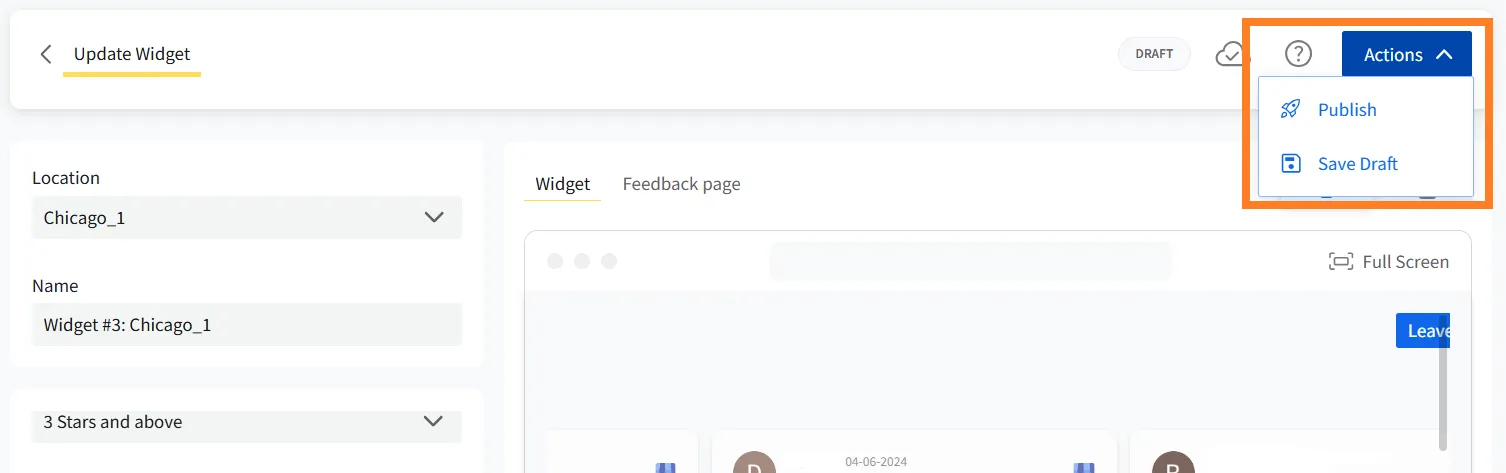 publish or draft your Facebook review widget once fill all columns to add review on website
