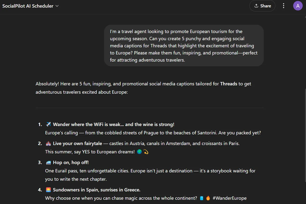 Ask AI to generate posts for you.