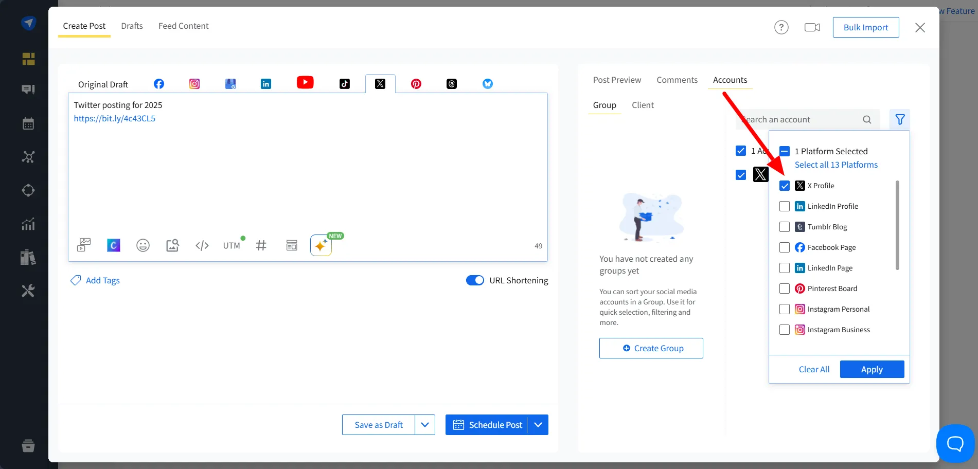 Choose Twitter Account