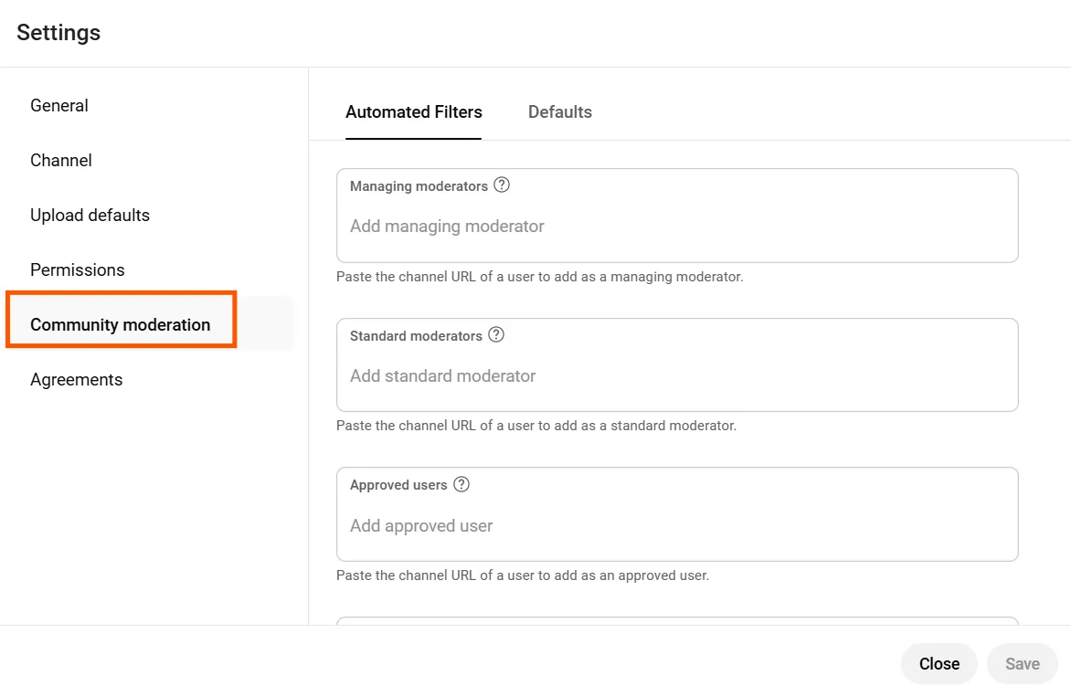 Click on content moderation