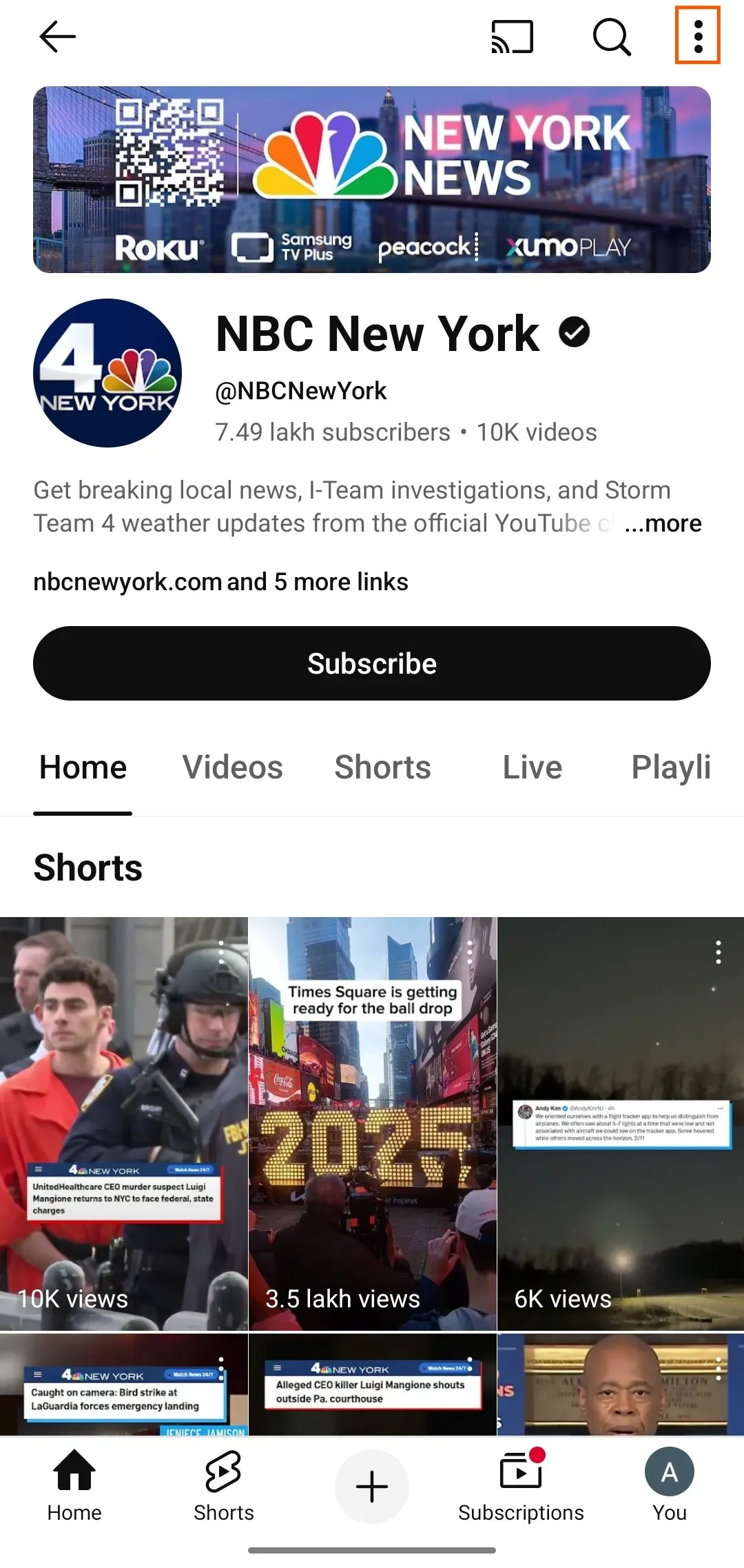 Click on the three dots on the top right corner