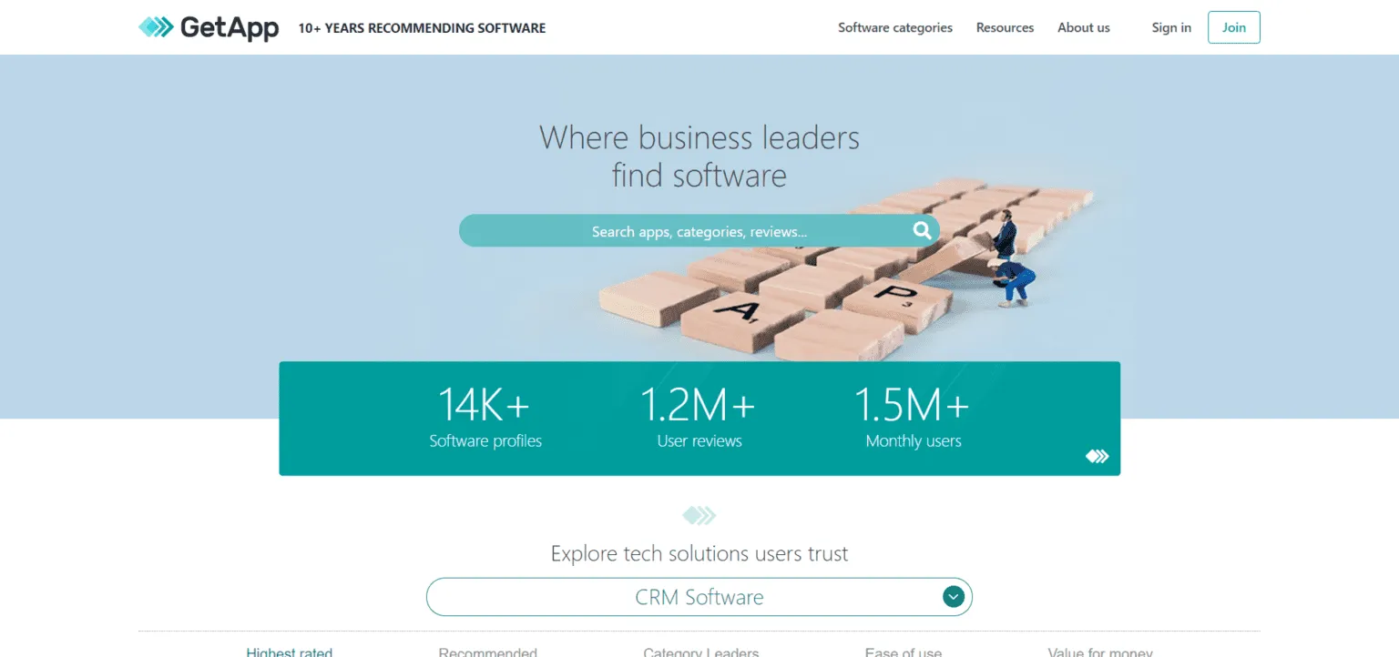 GetApp’s home page