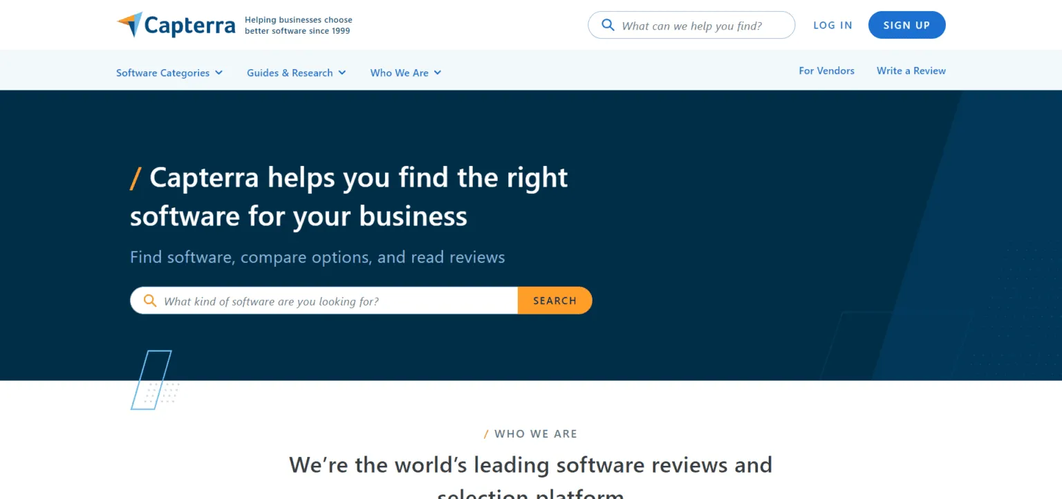 Home page for Capterra