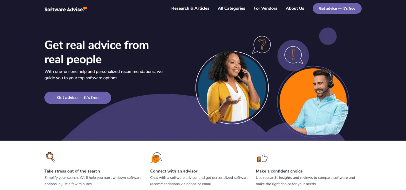 Home page for Software Advice