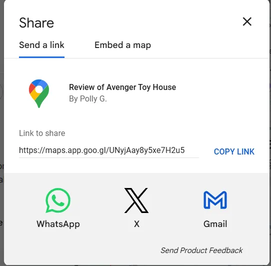 How to copy an HTML link to share a review