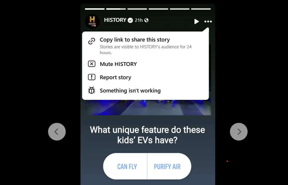 How to get rid of facebook stories by clicking on 3 dots of story 