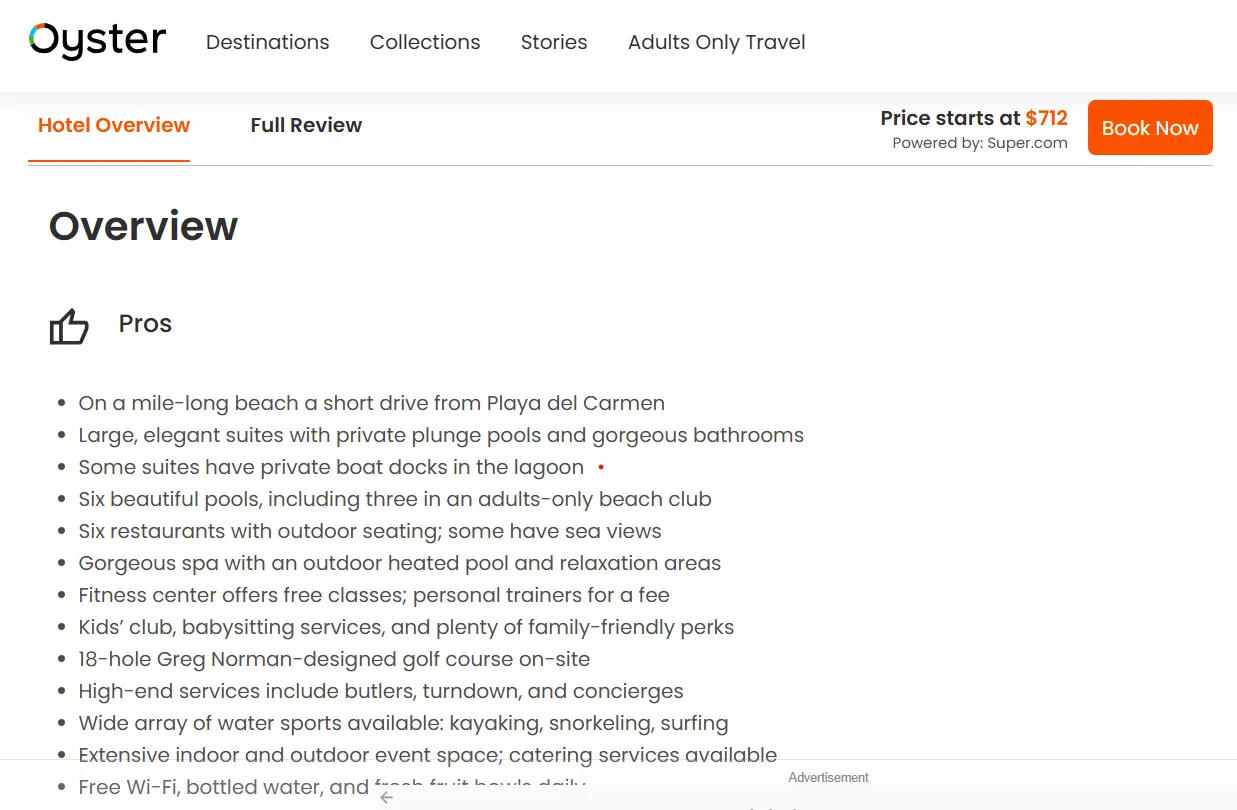 Oyster - best hotel and guest house review site in USA for professional and expert feedback with full details