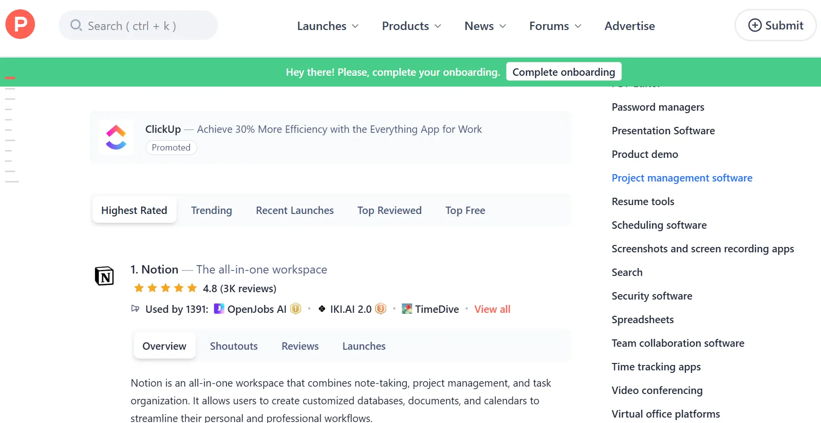 Product Hunt website