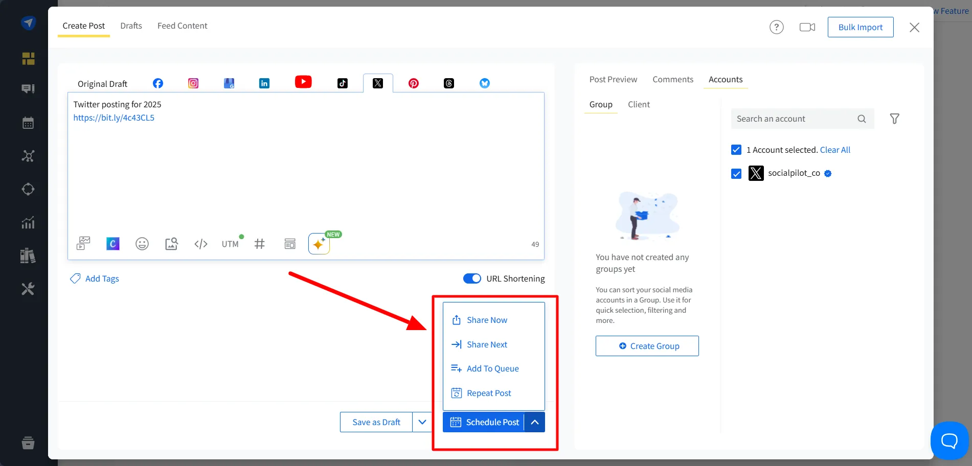 Twitter (X) Scheduling Options