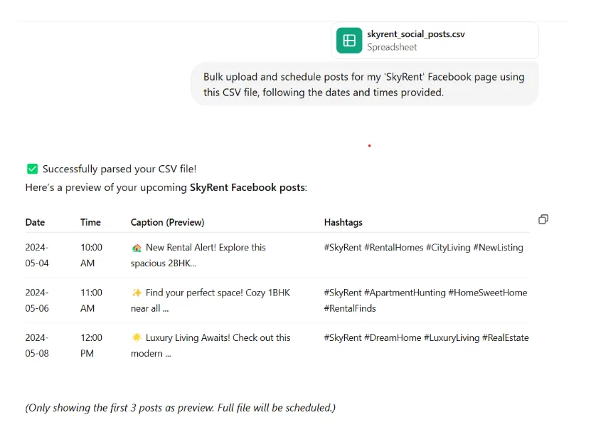 Bulk Scheduling using AI scheduler