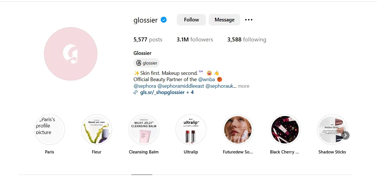 glosseir instagram profile