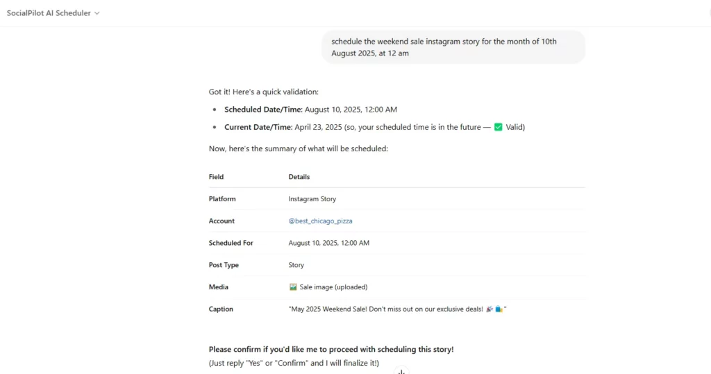 schedule instagram story prompt