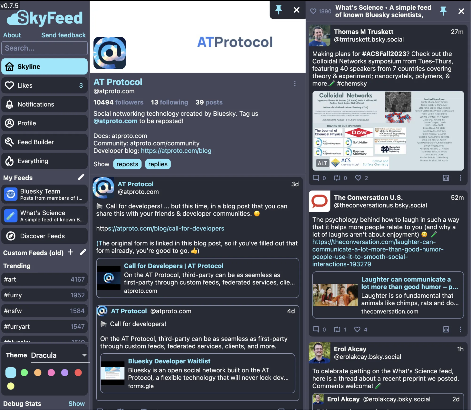 skyfeed dashboard view presenting a customized feed.
