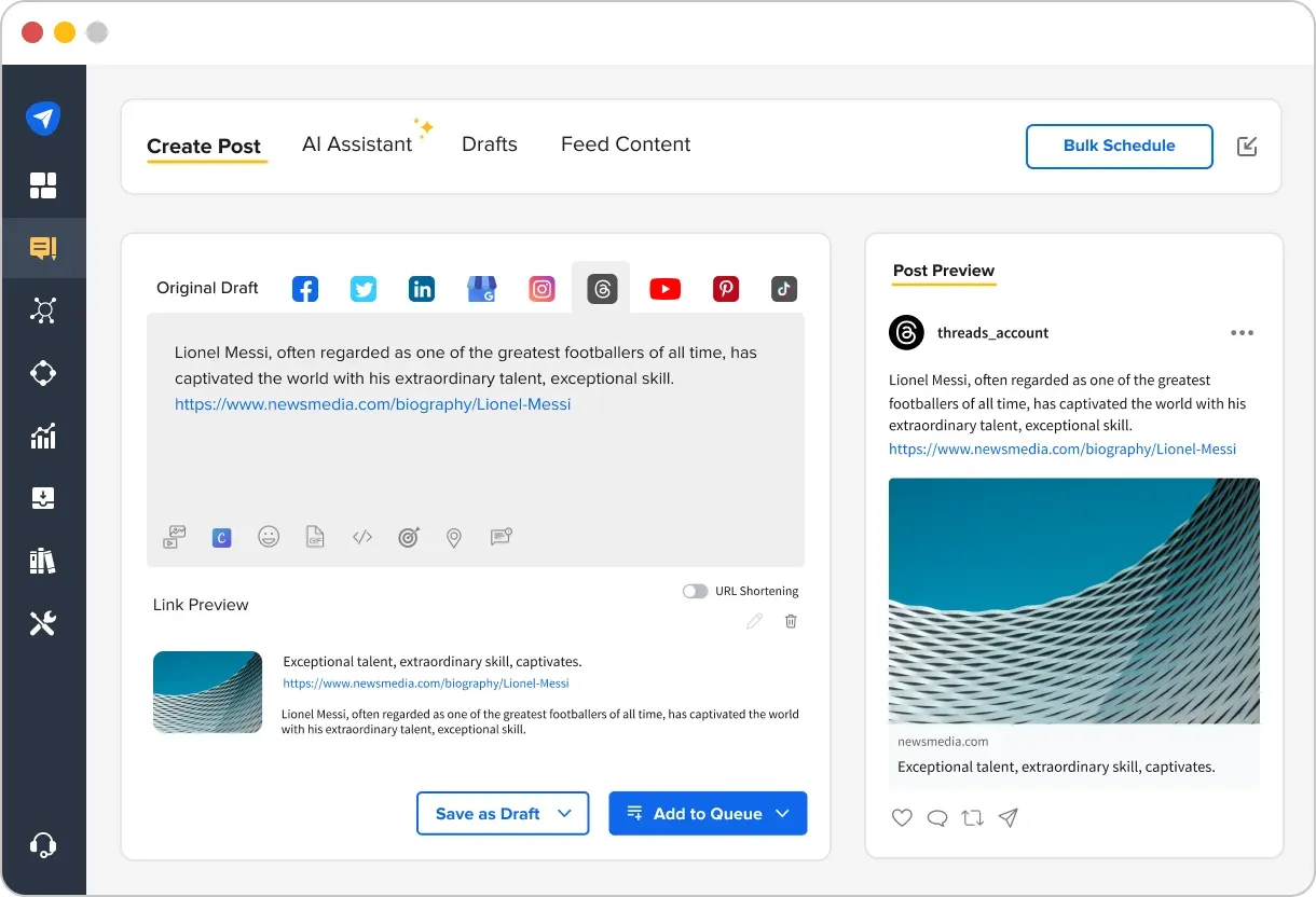 Socialpilot’s Threads scheduler