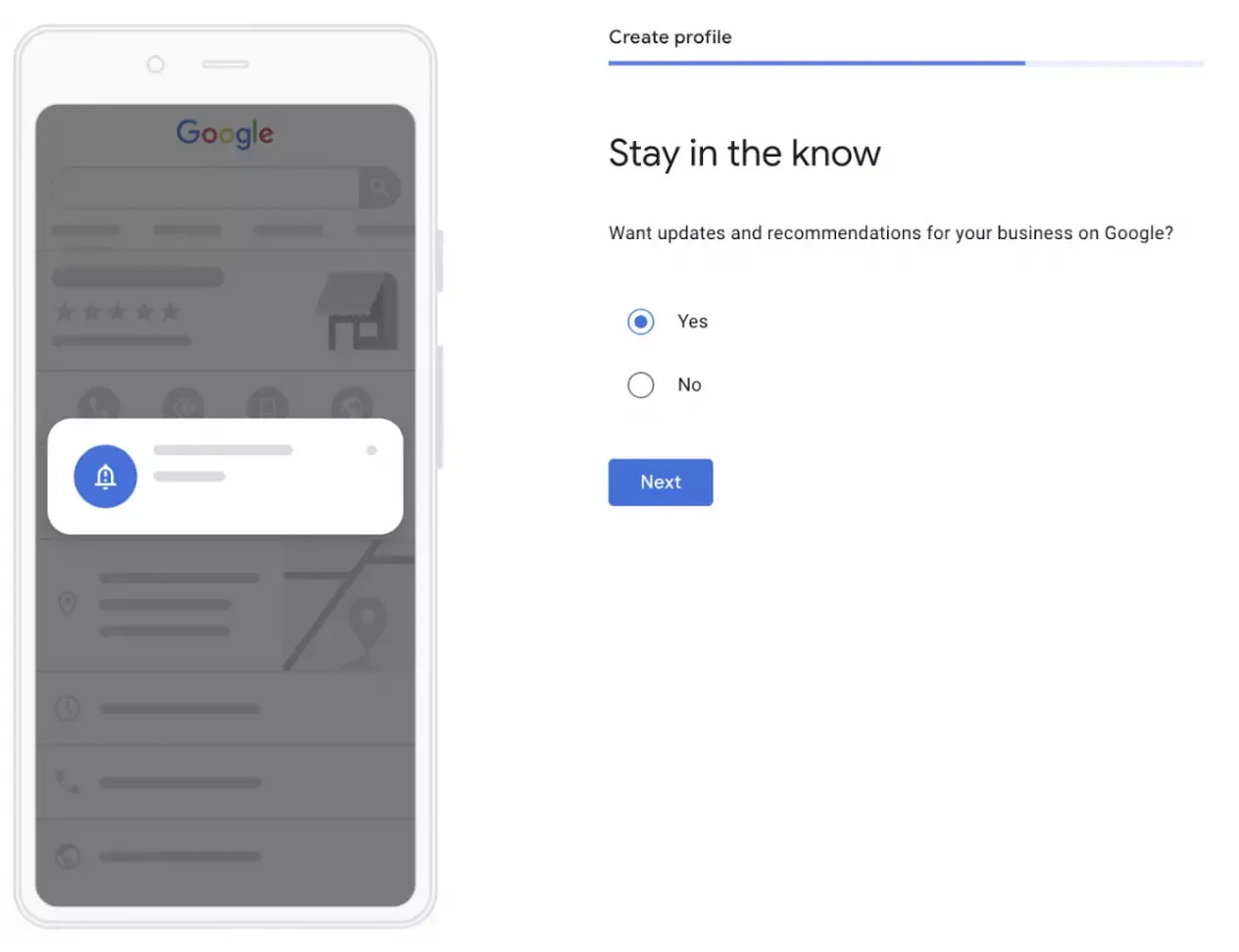 update notification mode to on to get info about more reviews or feedback on your GBP profile