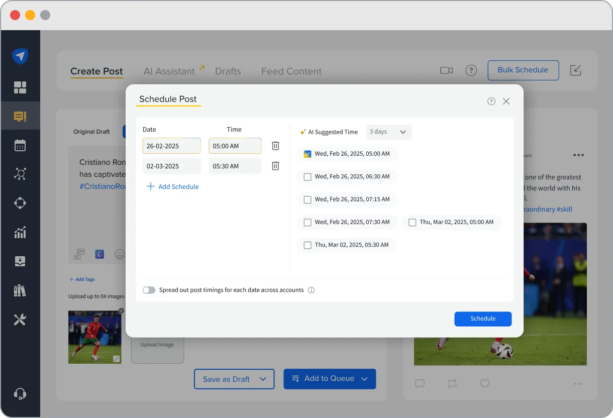 AI Suggested Time Feature in SocialPilot