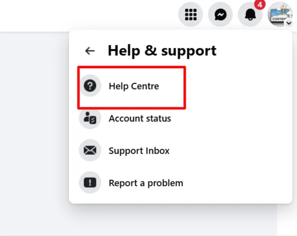 Click on Help center on facebook