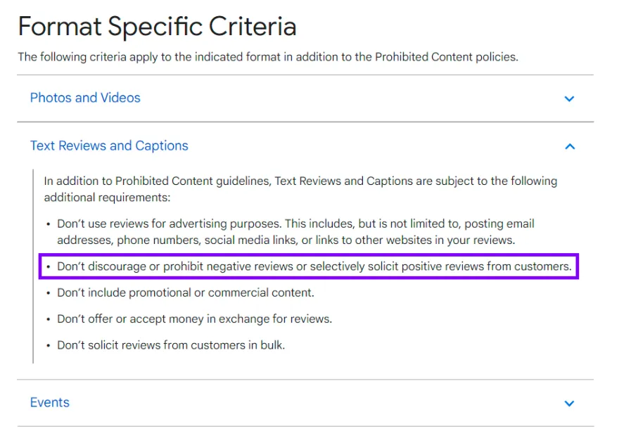 Google’s criteria for accepting reviews for authenticity