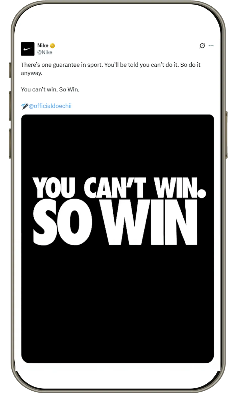 Image showing an example of Nike targeting sportspersons who beat the odds to achieve what they decide