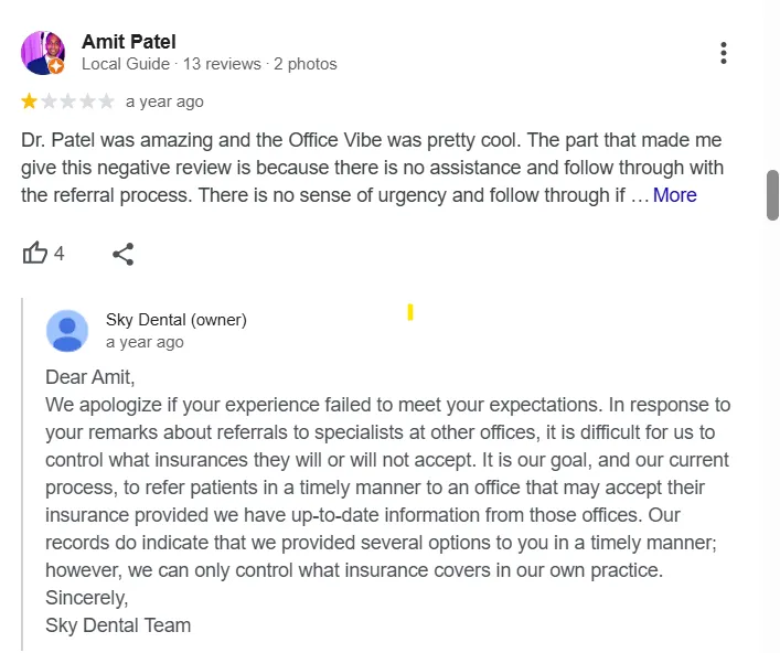 Understand the concern and respond accordingly