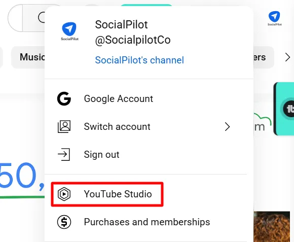 click on youtube studio from you dashboard