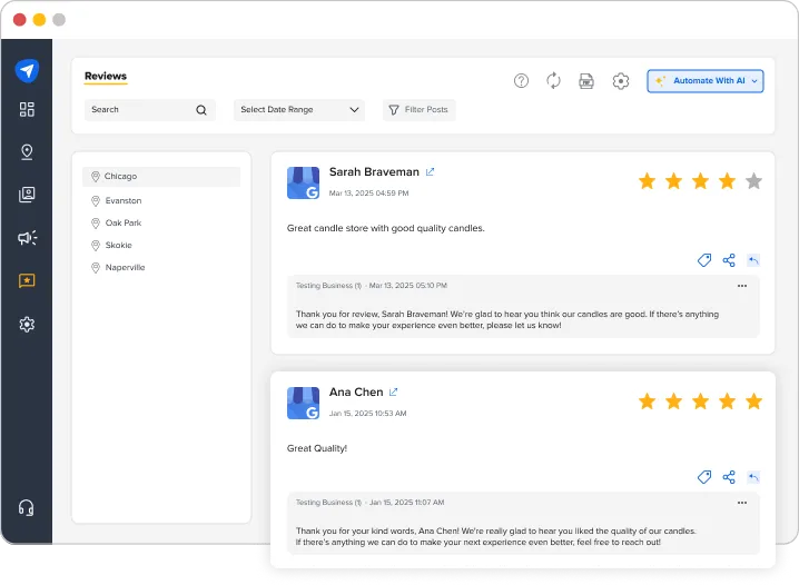 Automated review response by SocialPilot Reviews